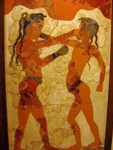 Youths boxing from a Knossos fresco (1500 BCE)